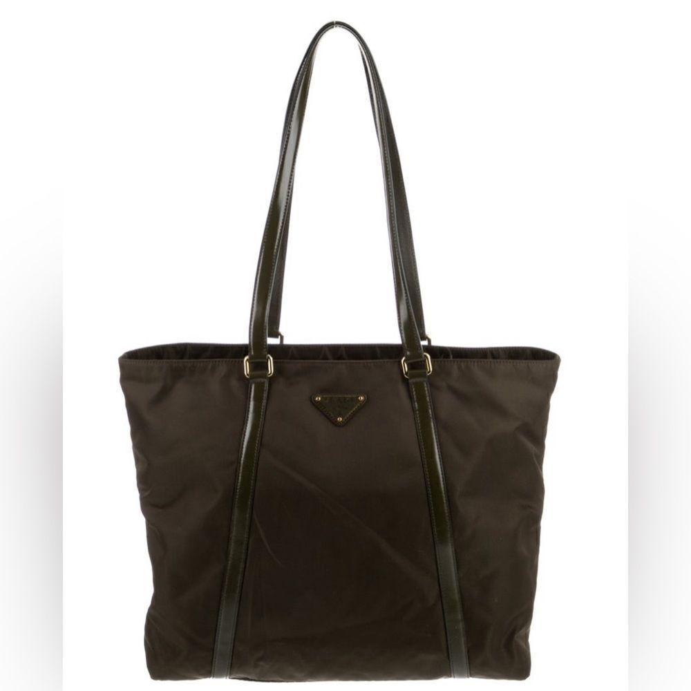 Prada Spazzolato-Trimmed Tessuto Shopping Tote. Very Good Condition